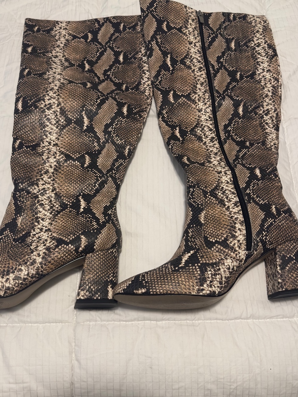 Brown Wide Calf Snake-Print Boots